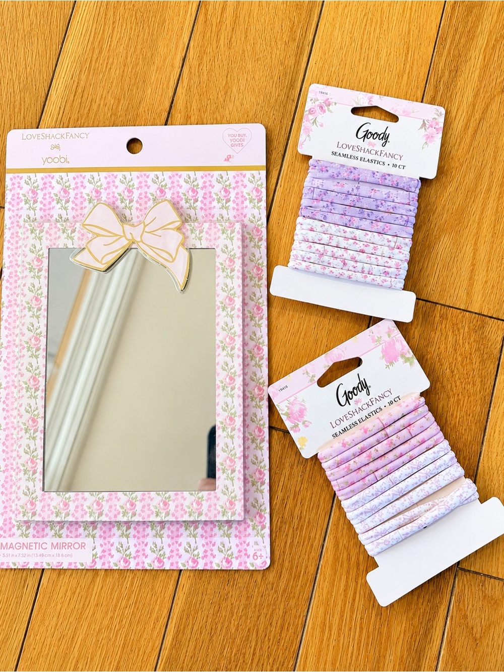 LoveShackFancy x Yoobi & Goody Floral Accessories Bundle NWT Mirror & Hair Ties